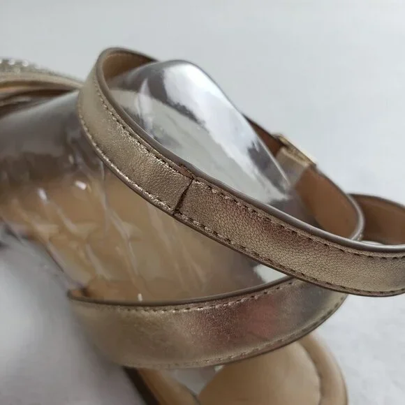 Jack Rogers Hannah Strappy Sandal Womens 9 Gold Leather Ankle Strap Open Toe - Picture 11 of 15